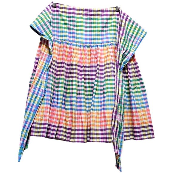 J. Crew Multicolor Plaid Cotton Blend Skirt With Bow Tie Waist Size 0 - Picture 2 of 8